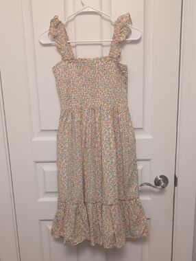 Crewcuts Yellow Floral Smocked Dress with Ruffle Straps